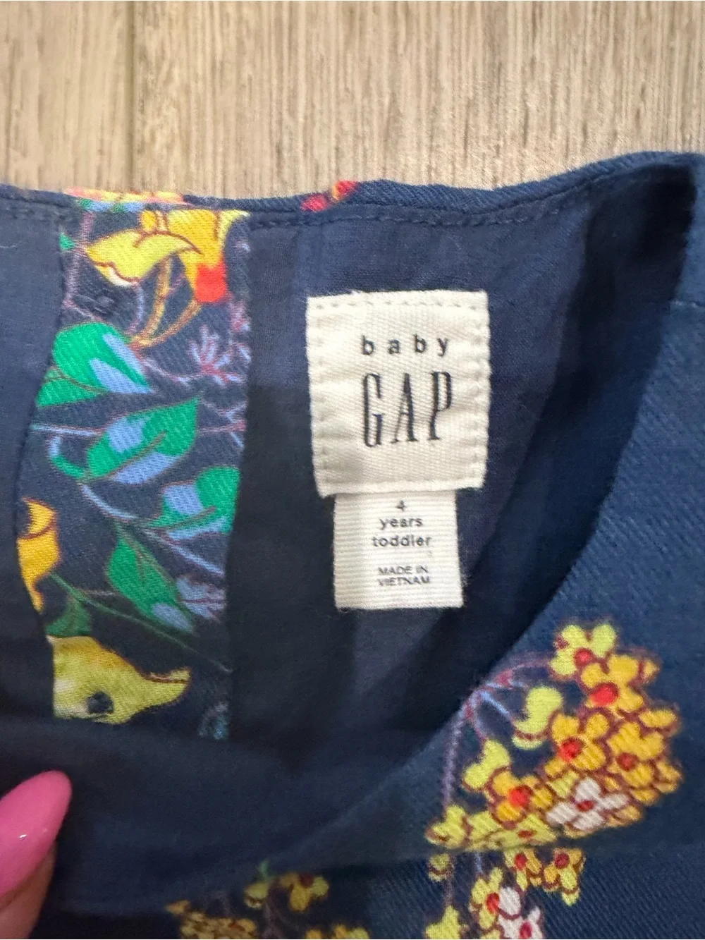 GAP Navy Floral Short Sleeve Dress with Bright Blooms
